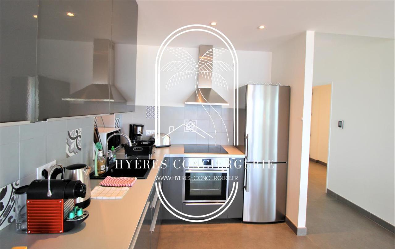 Villa Antoine Appartement Rdj Vue Mer Clim Wifi Parking Plage 50M La Garonne Le Pradet Eksteriør billede