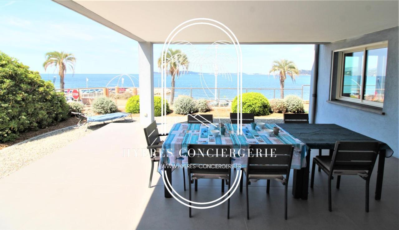 Villa Antoine Appartement Rdj Vue Mer Clim Wifi Parking Plage 50M La Garonne Le Pradet Eksteriør billede
