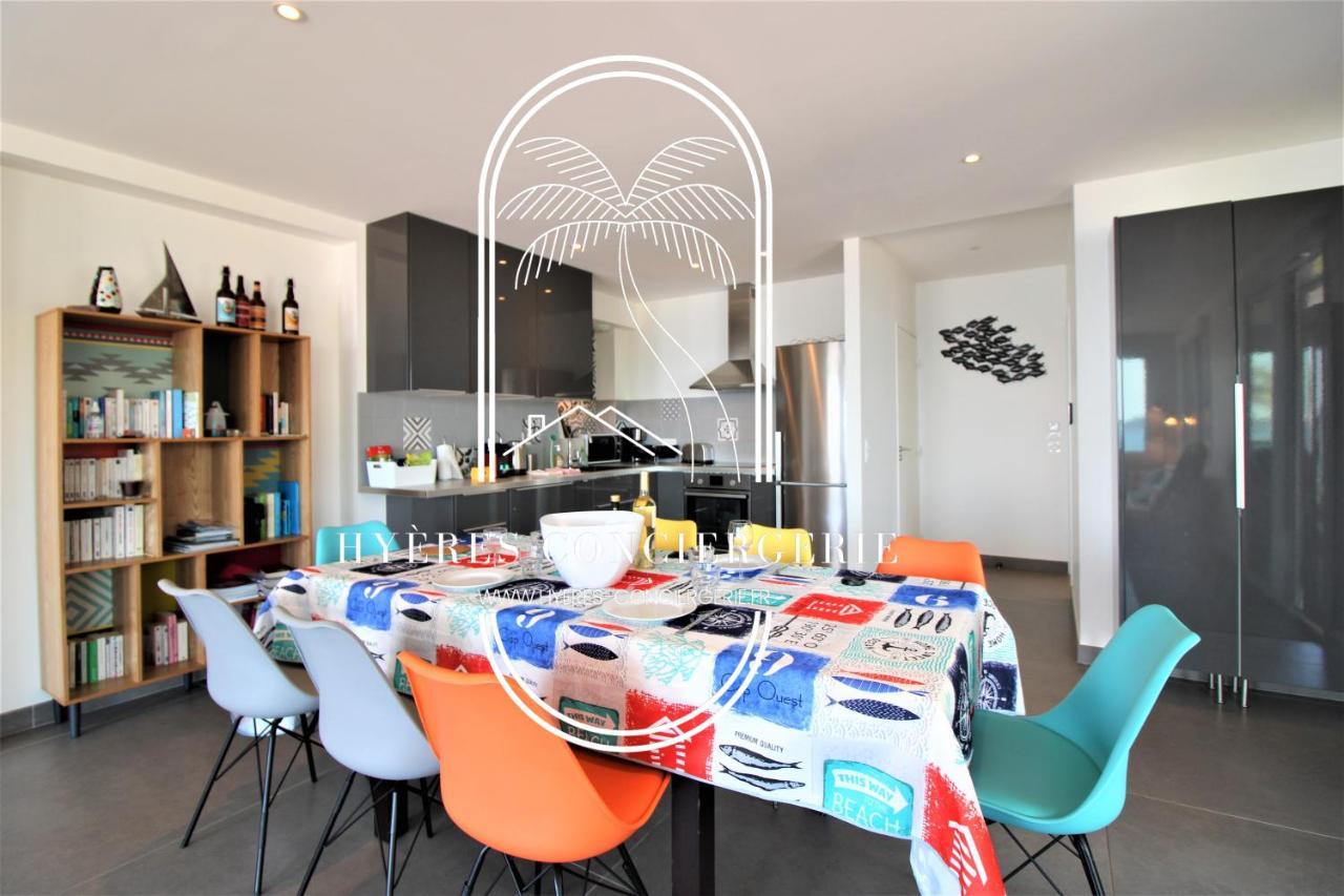 Villa Antoine Appartement Rdj Vue Mer Clim Wifi Parking Plage 50M La Garonne Le Pradet Eksteriør billede