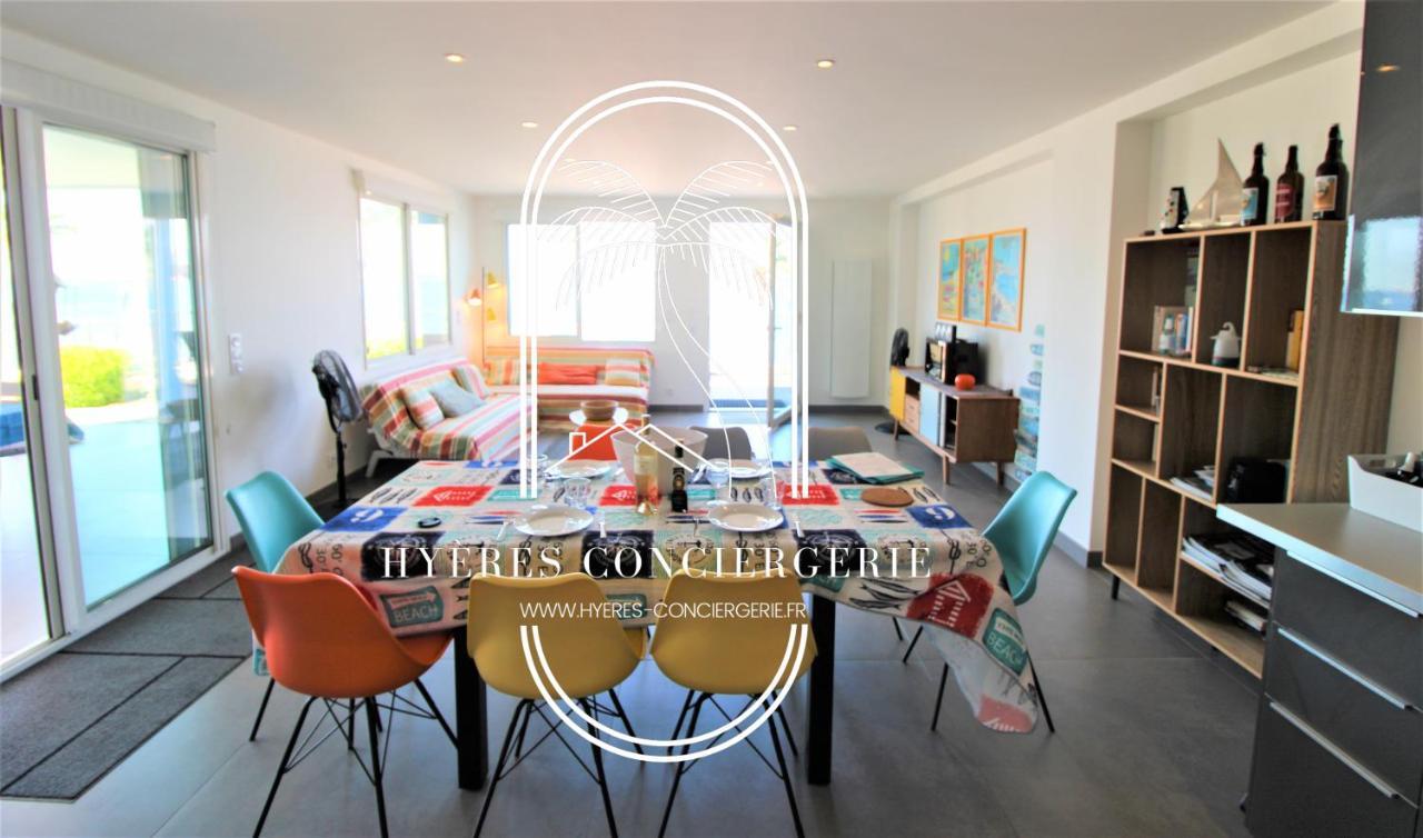 Villa Antoine Appartement Rdj Vue Mer Clim Wifi Parking Plage 50M La Garonne Le Pradet Eksteriør billede