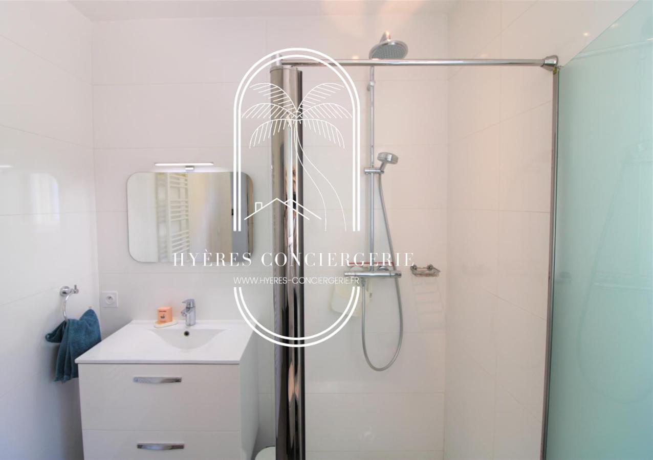 Villa Antoine Appartement Rdj Vue Mer Clim Wifi Parking Plage 50M La Garonne Le Pradet Eksteriør billede