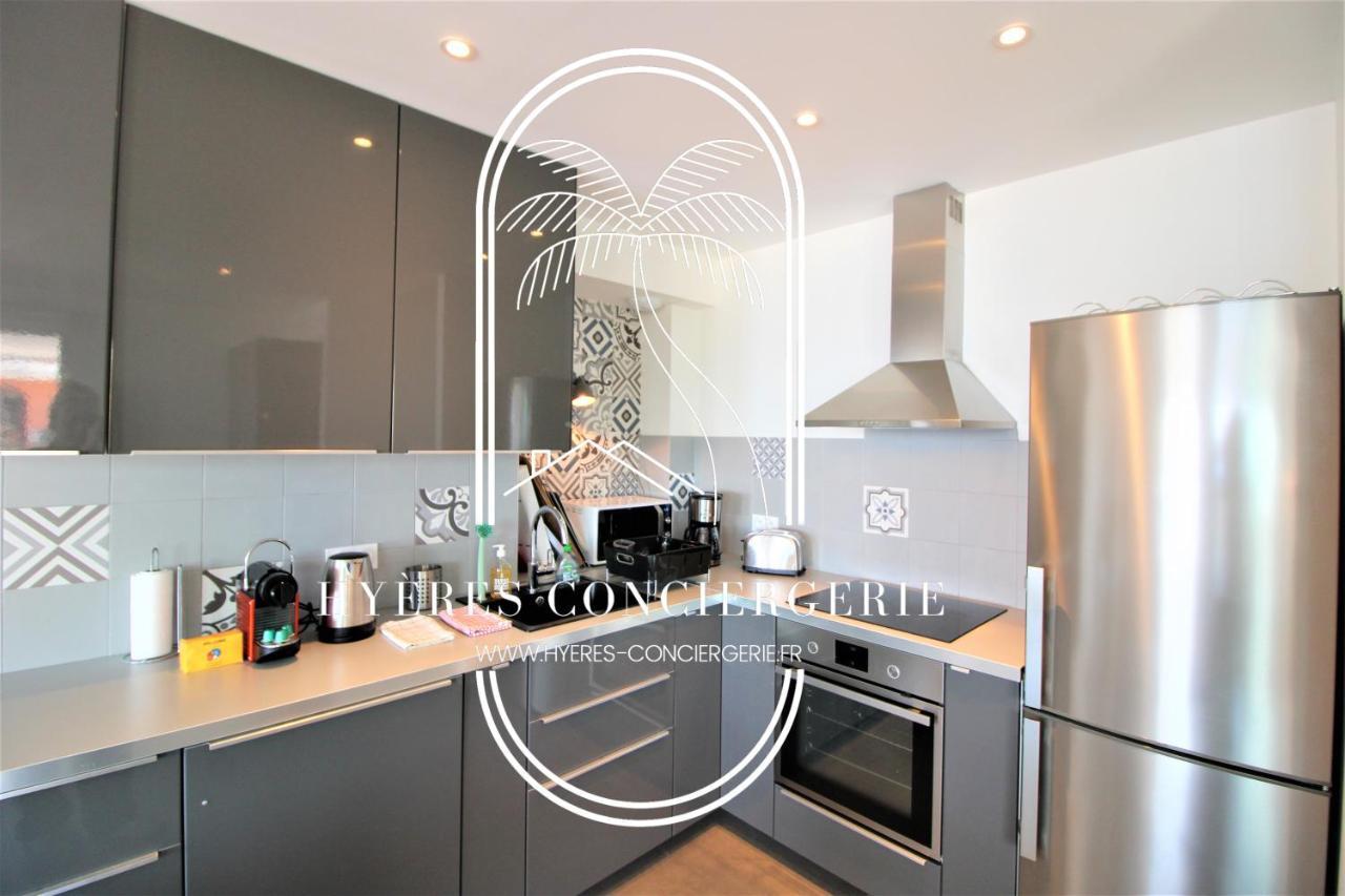 Villa Antoine Appartement Rdj Vue Mer Clim Wifi Parking Plage 50M La Garonne Le Pradet Eksteriør billede