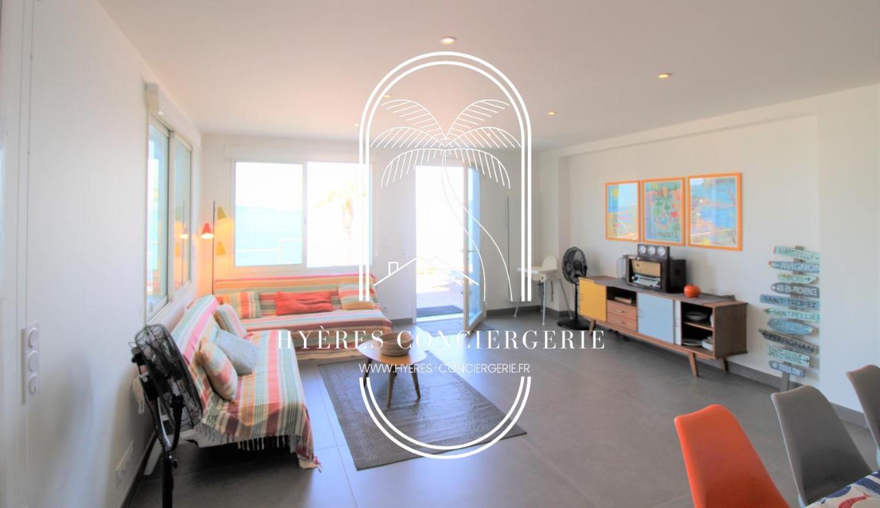 Villa Antoine Appartement Rdj Vue Mer Clim Wifi Parking Plage 50M La Garonne Le Pradet Eksteriør billede